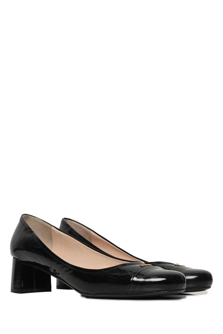Prada Size 38.5 Patent Leather Block Heel Pumps