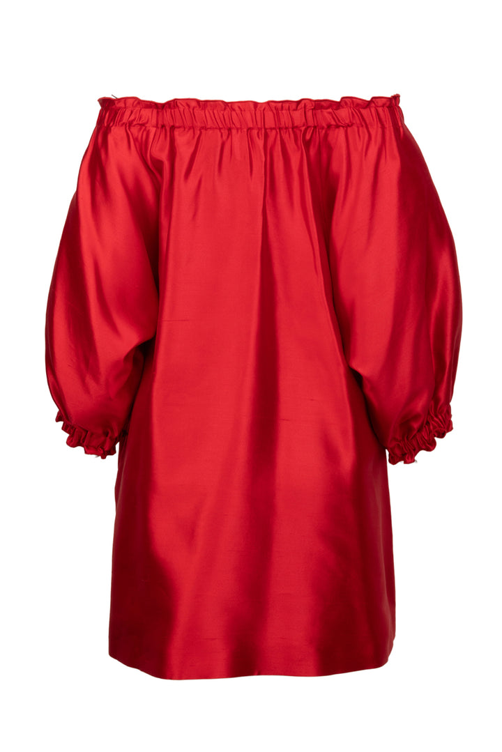 Max Mara Size 6 Lepre Off-Shoulder Silk Blend Mini Dress