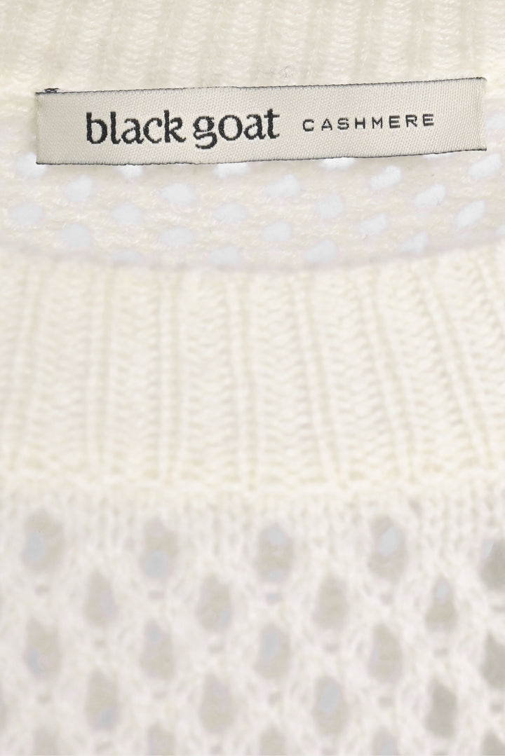 Black Goat Size M Open Knit Cashmere Crew Neck Sweater