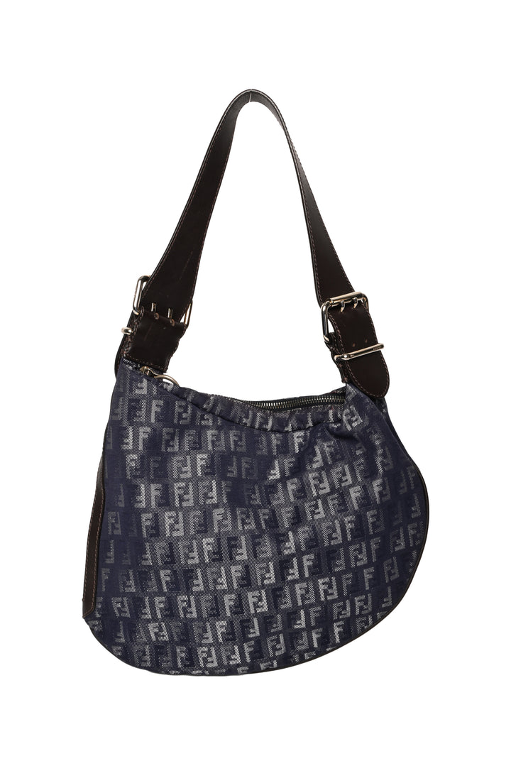 Fendi Zucchino Denim Oyster Shoulder Bag