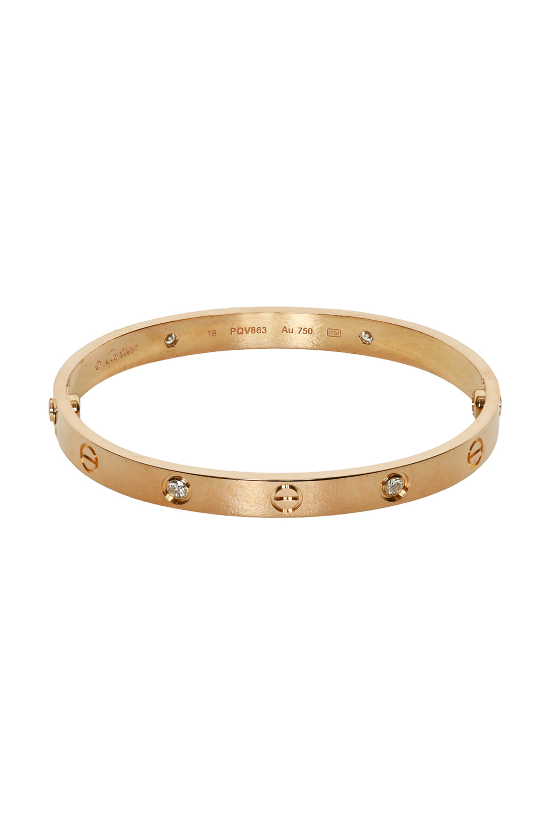 Cartier 18K Rose Gold Love 4  Diamond Bracelet