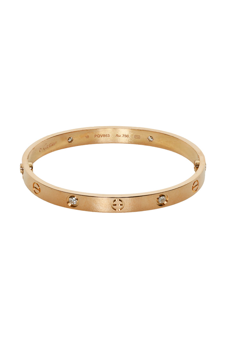 Cartier 18K Rose Gold Love 4  Diamond Bracelet