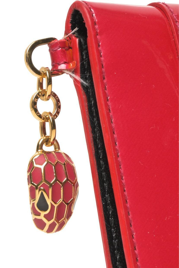 Bvlgari Patent Leather Serpenti Forever Charm Bifold Card Holder Wallet