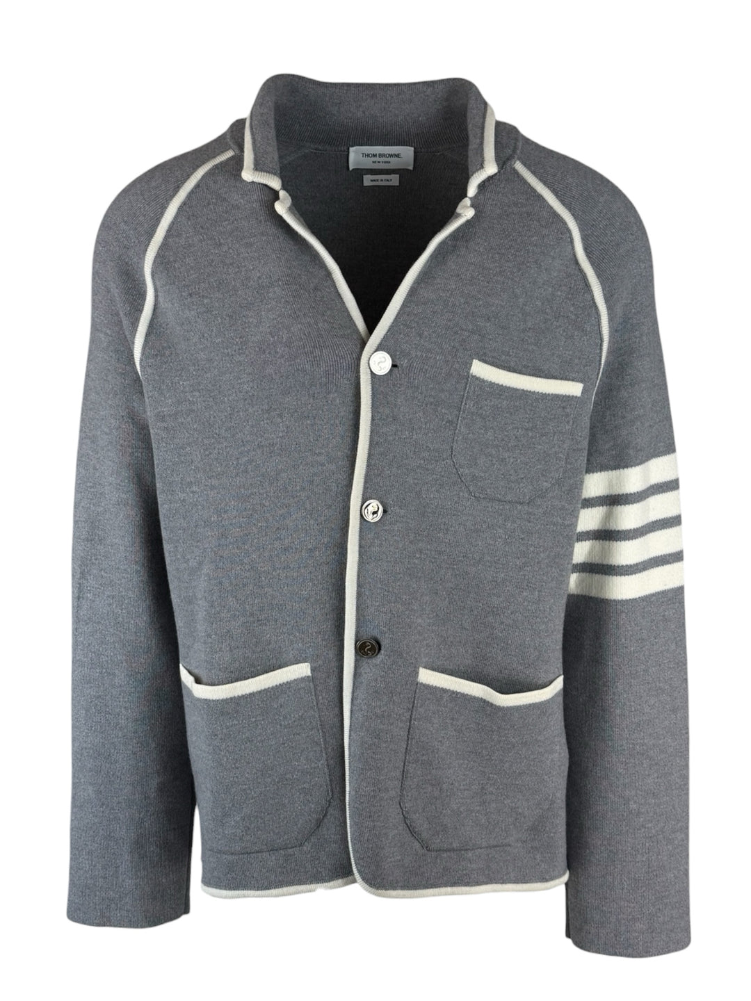 Thom Browne Size 4 Men's 4-Bar Wool Knit Cardigan