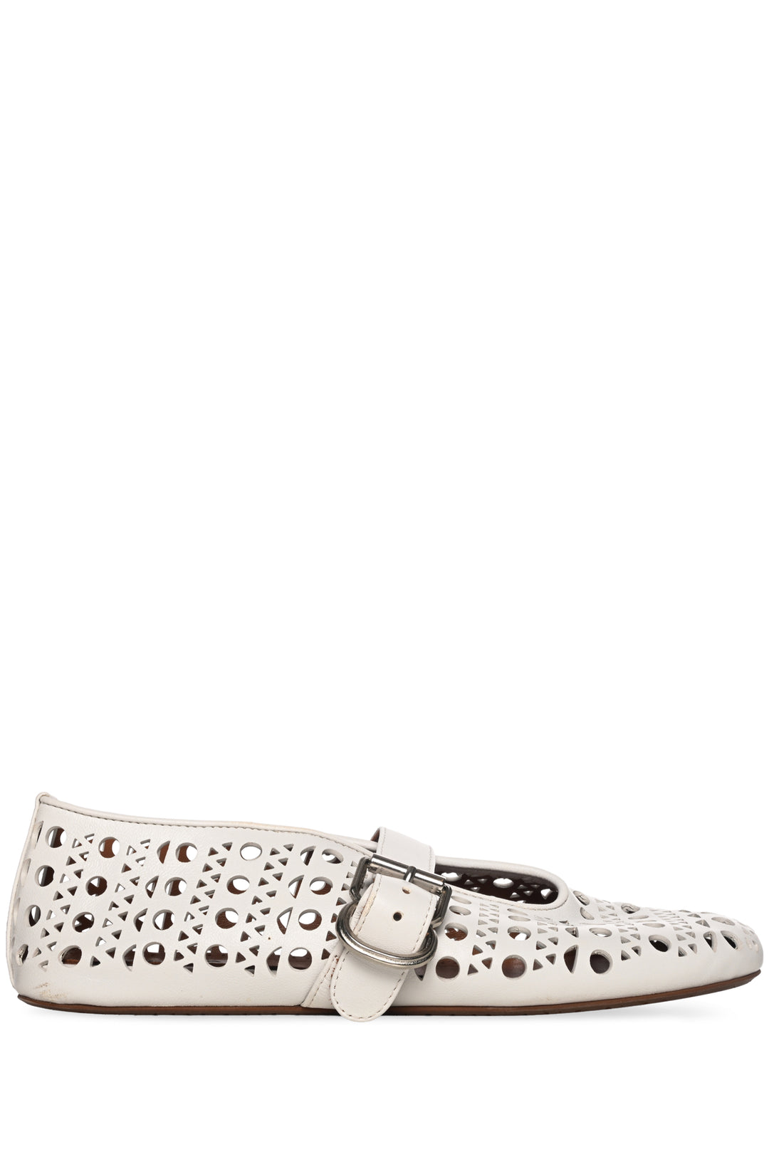 Alaia Size 37 Laser-cut Leather Ballerina Flats