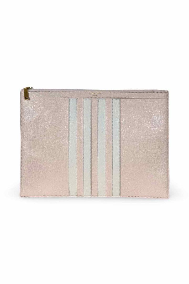 Thom Browne Grosgrain-Loop Trim Calf Leather Clutch