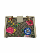 Gucci Floral Print GG Supreme Coated Canvas Small Padlock Shoulder Bag