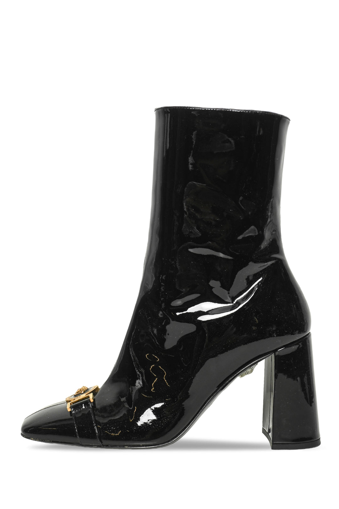 Versace Size 39 Medusa Head Buckle Patent Ankle Boots