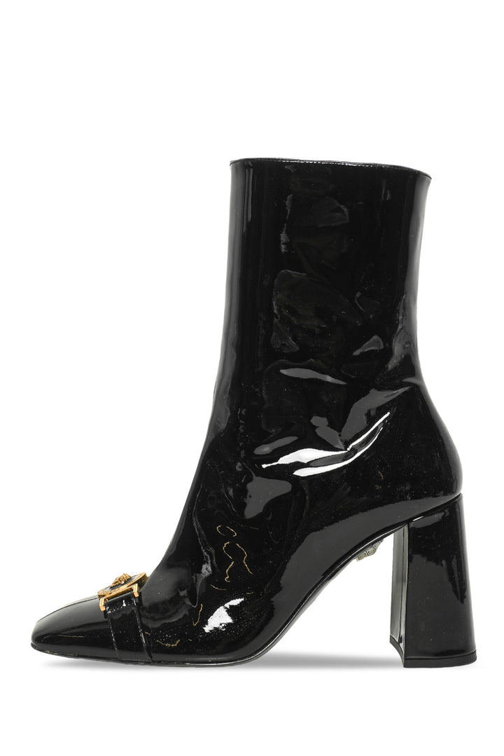 Versace Size 39 Medusa Head Buckle Patent Ankle Boots