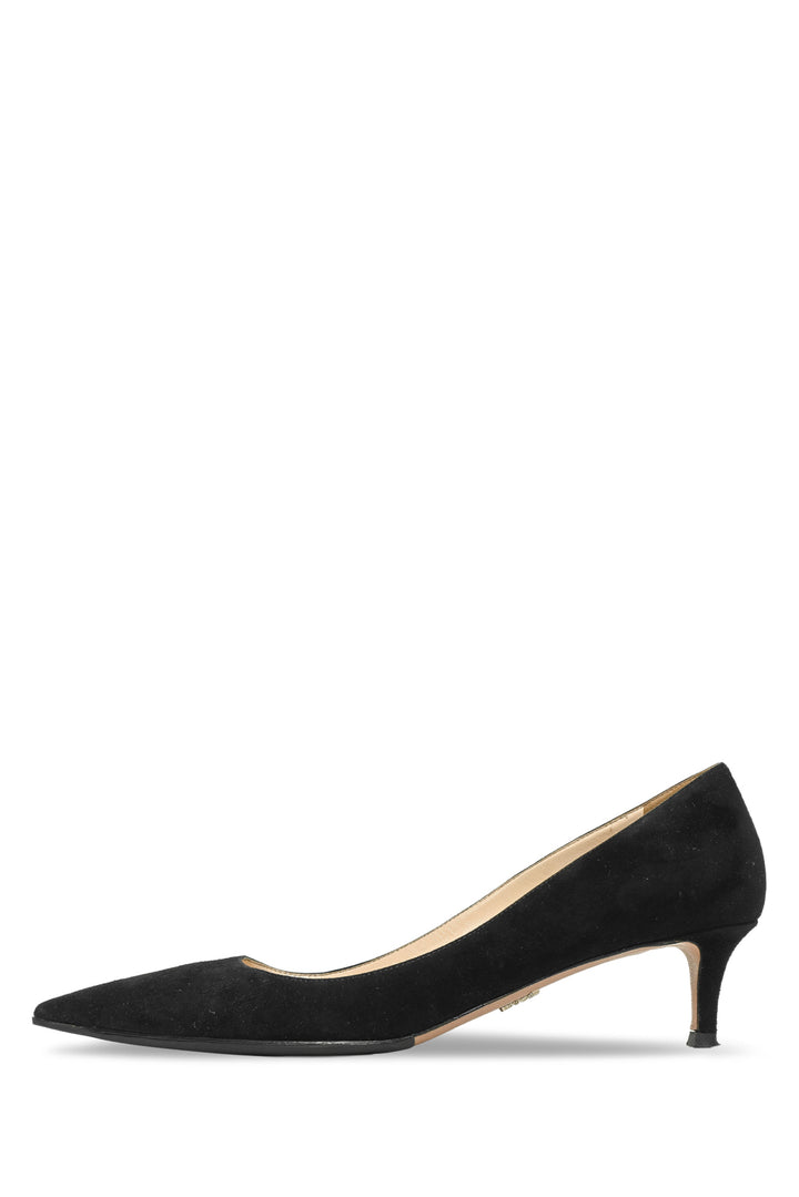 Prada Size 40 Kitten Heel Suede Pumps