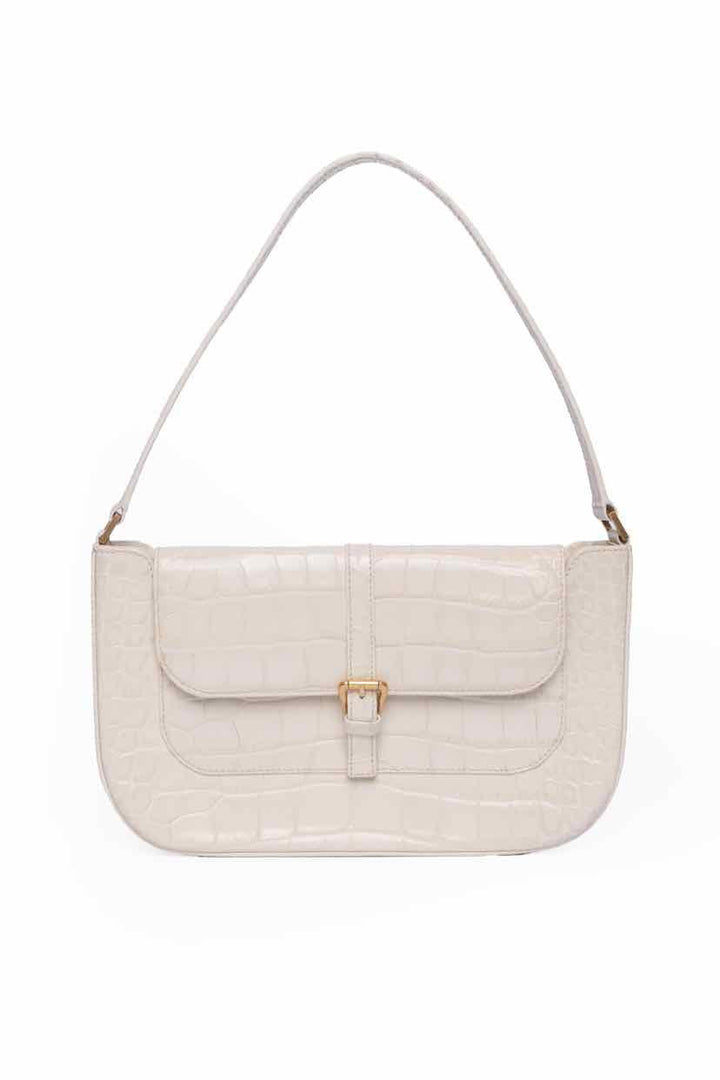 BY FAR Miranda Croc Embossed Shoulder Bag