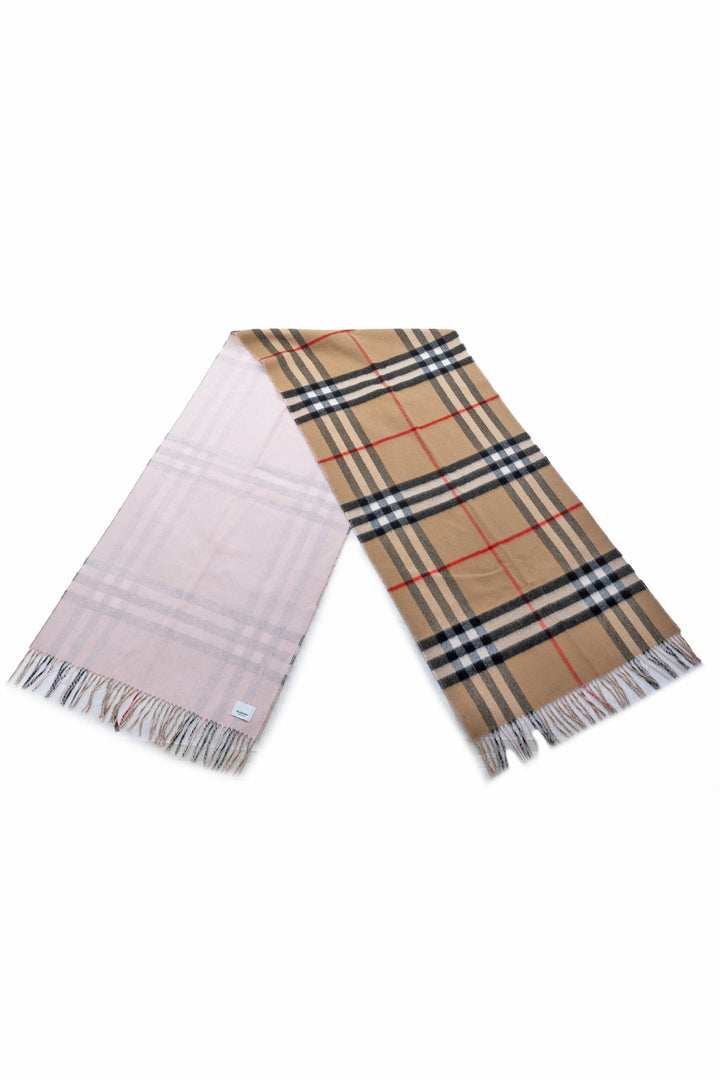 Burberry Cashmere Fringe Check Scarf