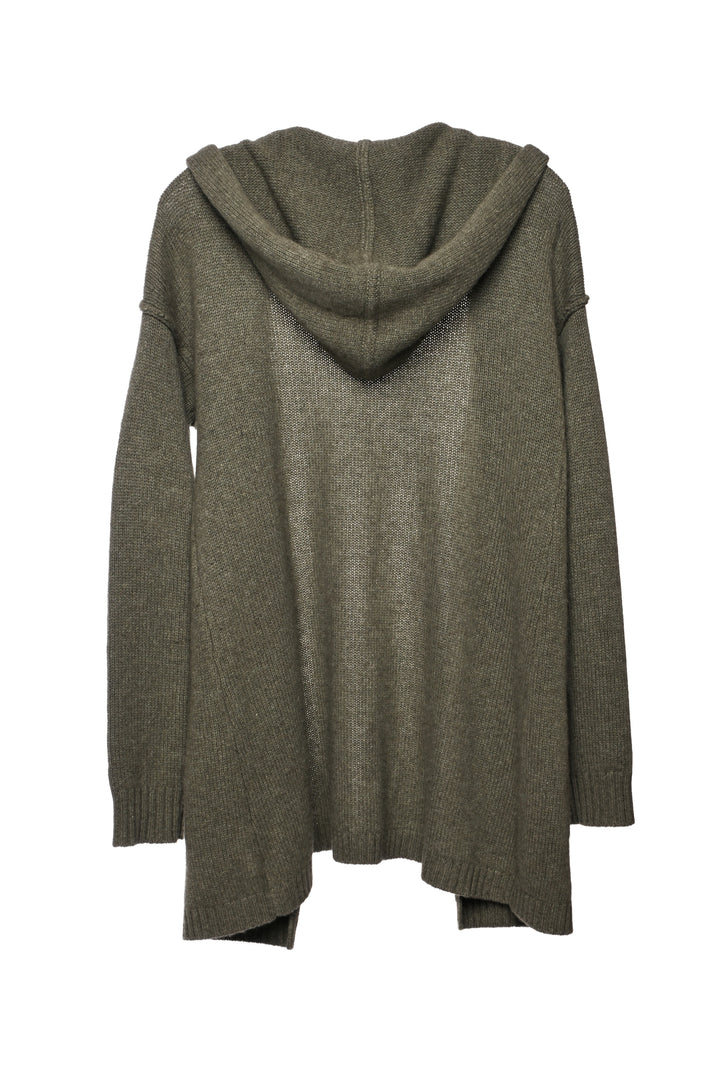 Black Goat Size L Cashmere & Yak Hooded Cardigan