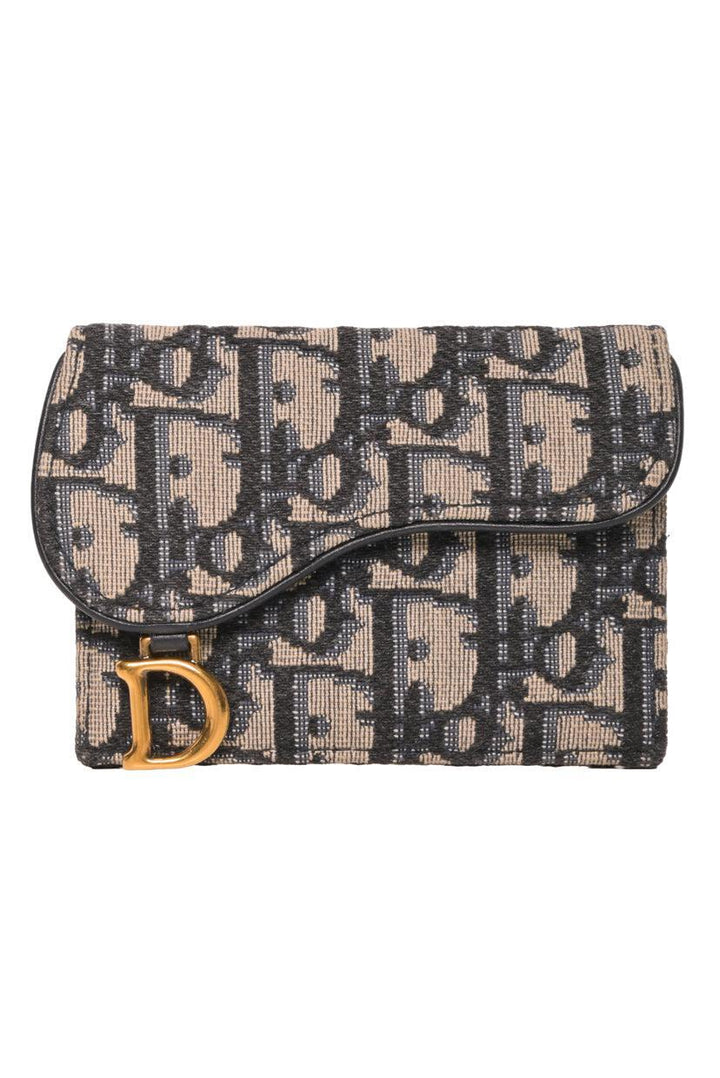 Dior Oblique Jacquard Saddle Flap Card Holder