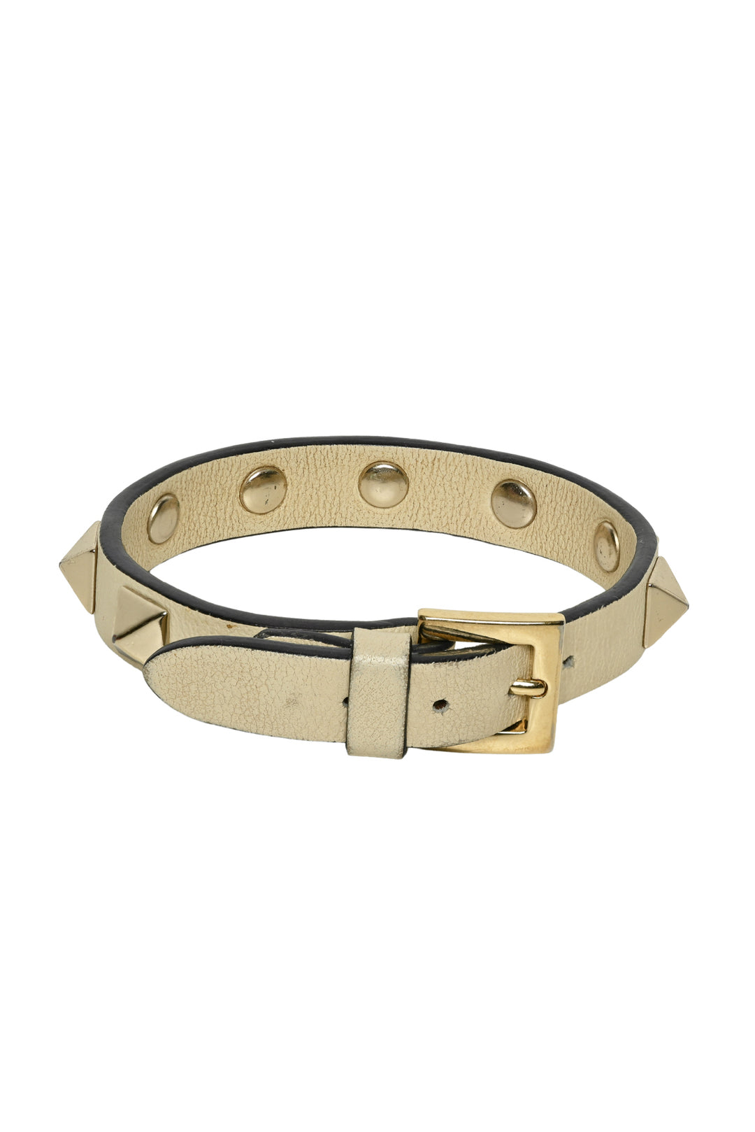 Valentino Size OS Light Ivory Rockstud Leather Bracelet