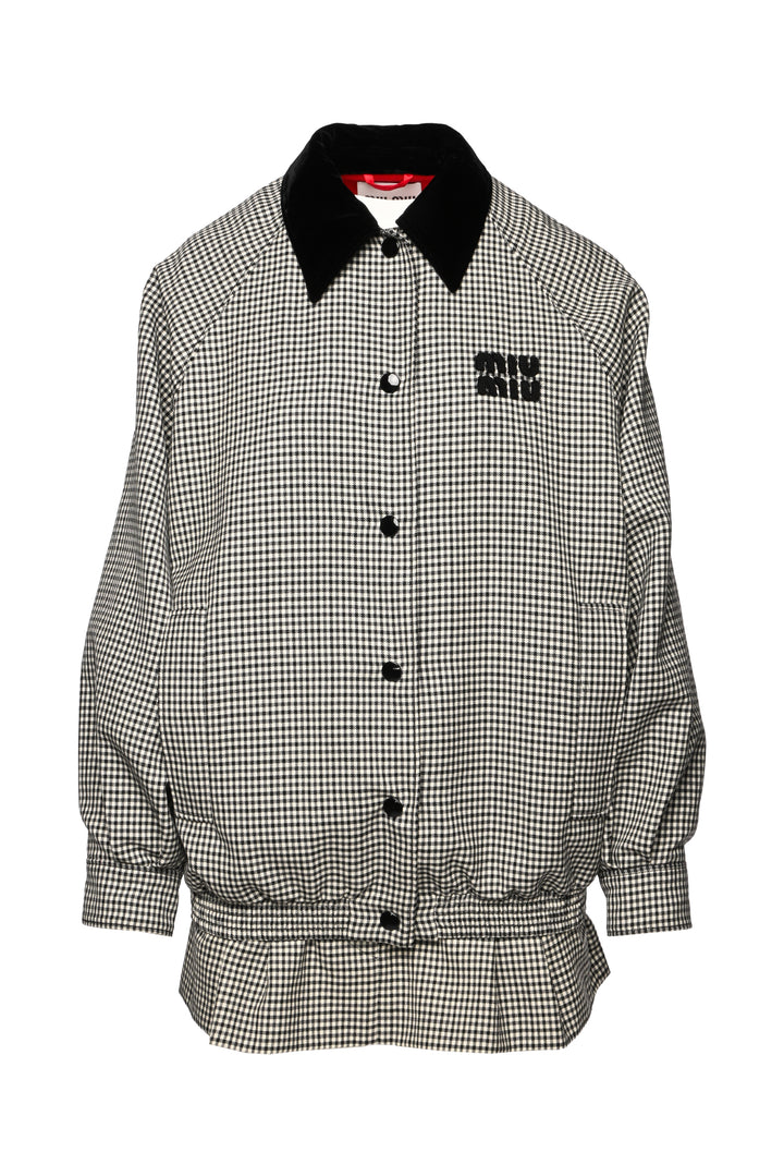 Miu Miu Size XS/S 2022 Houndstooth Check Blouson Jacket & Mini Skirt Set