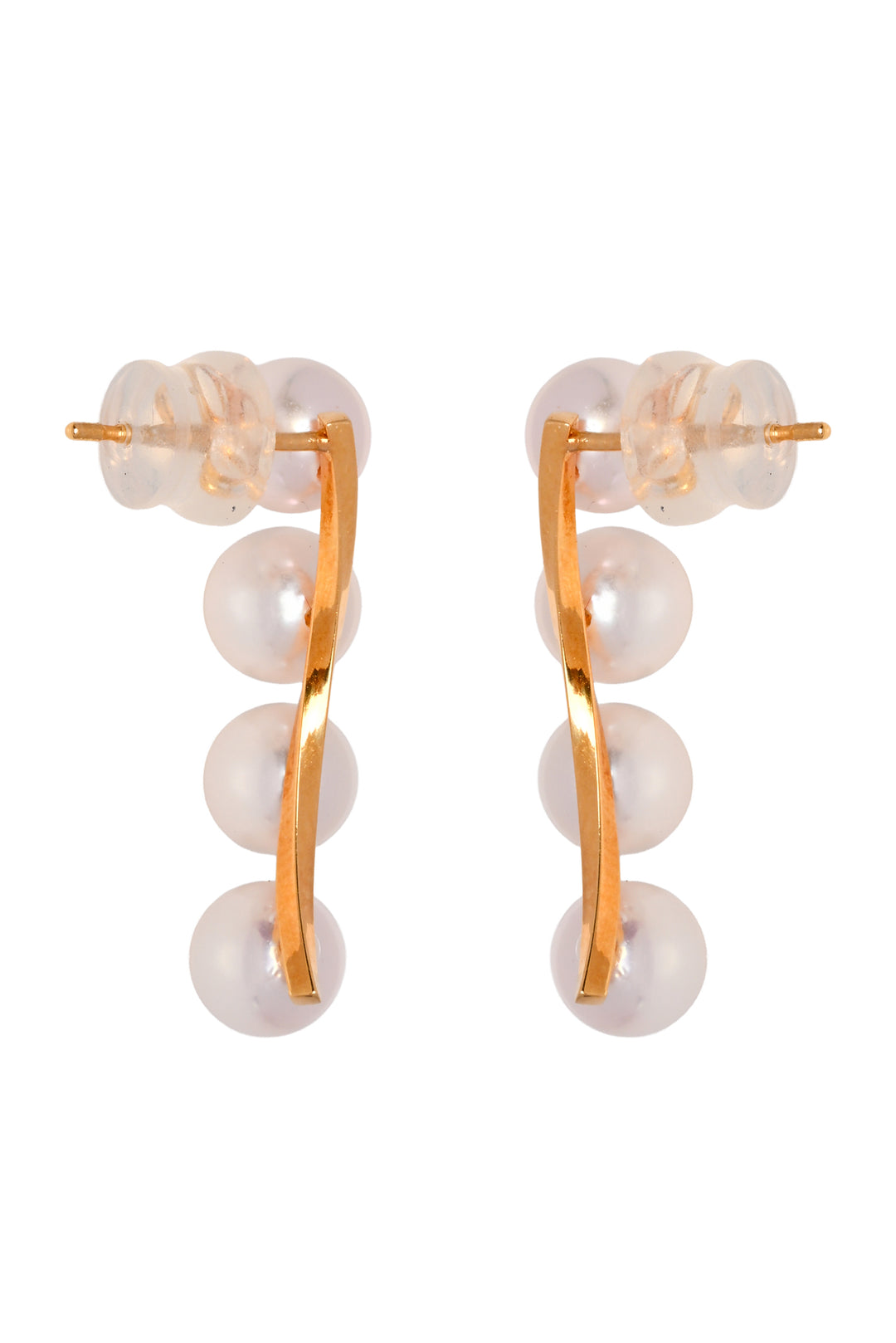 18K Yellow Gold & 4 Pearl Earrings