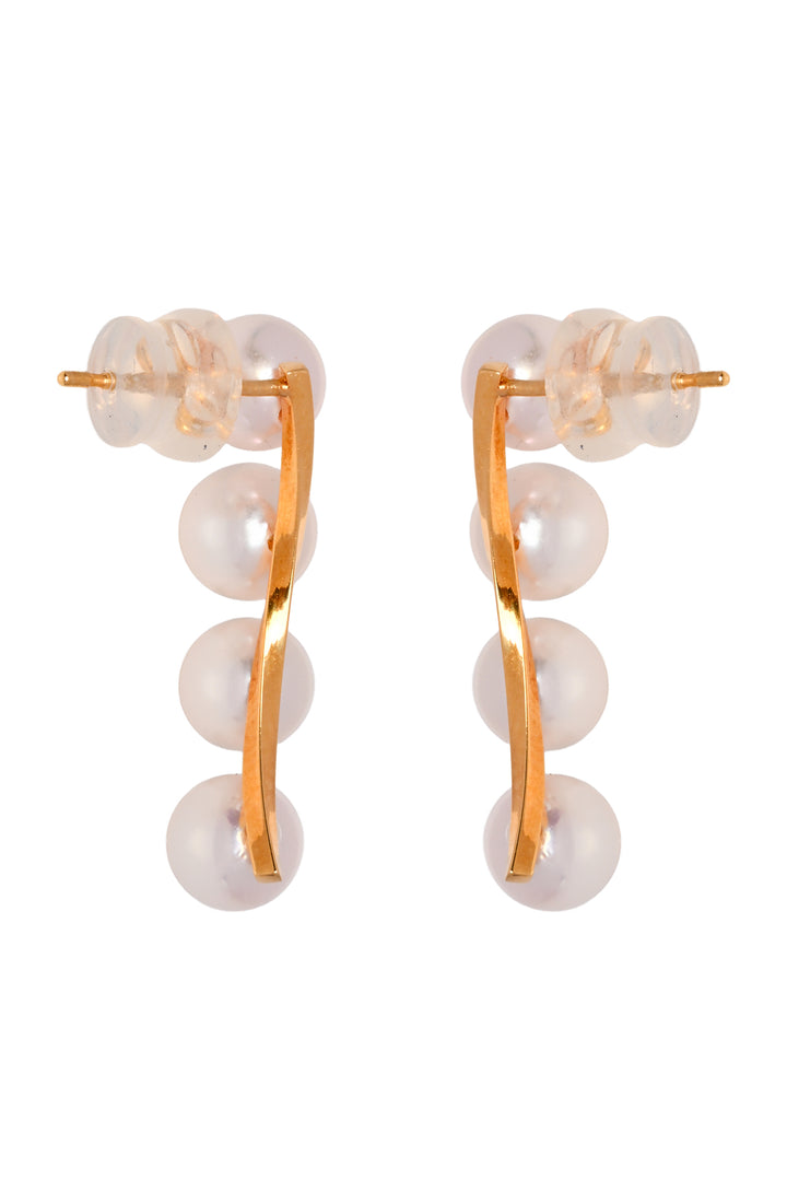 18K Yellow Gold & 4 Pearl Earrings