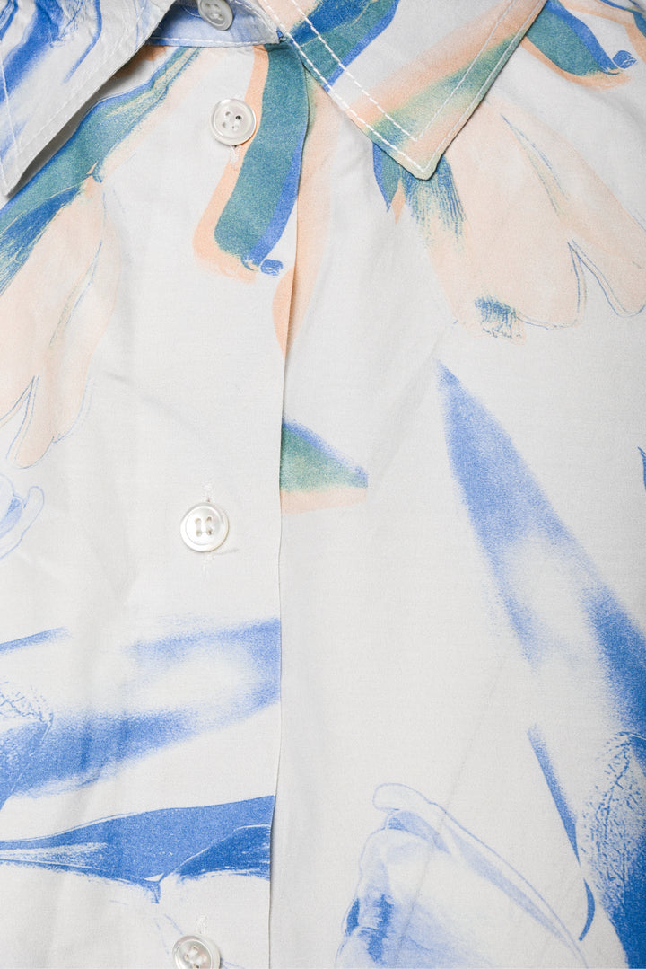 Paul Smith Size 42 Tulip Print Cotton & Silk Blend Blouse
