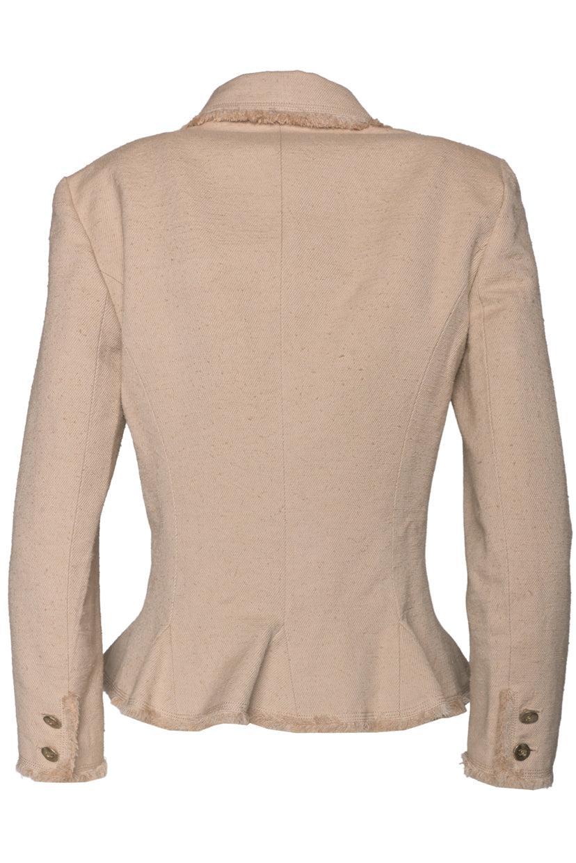 Chanel Size 38 2006 Raw Silk Fringe Trim Jacket