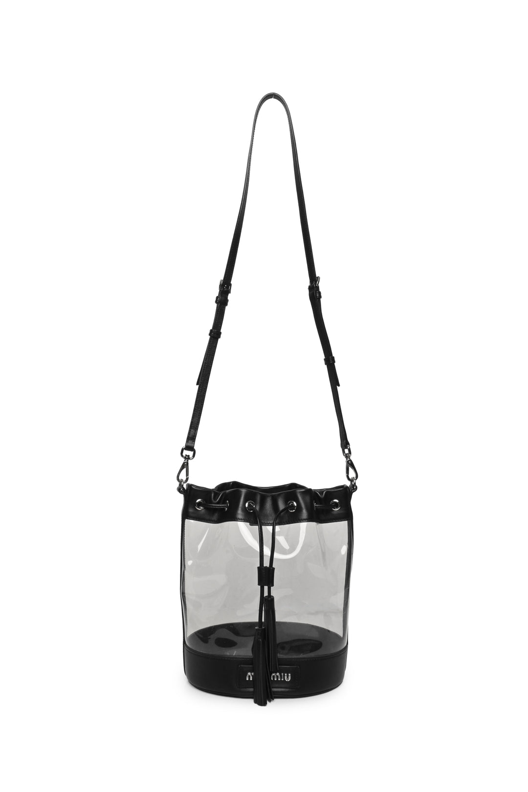 Miu Miu Leather & PVC Drawstring Bucket Bag