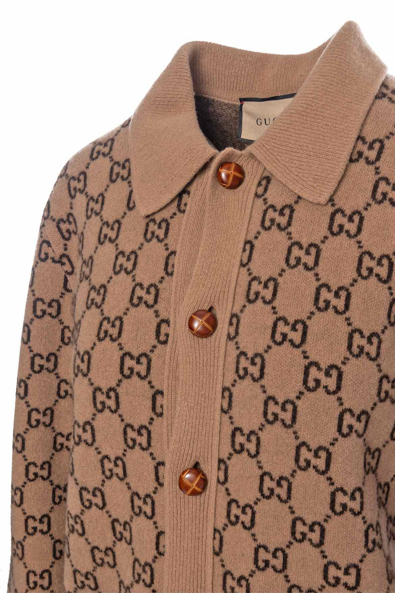 Gucci Size S GG Logo Polo Cardigan