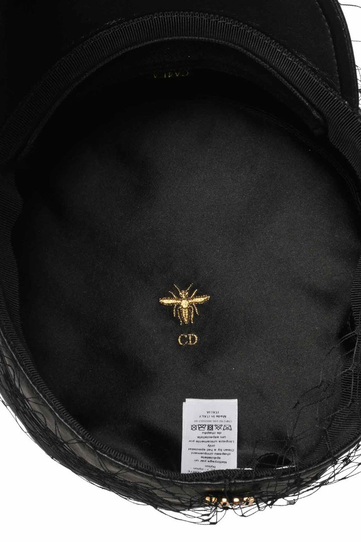 Dior Size 58 Newsboy Leather Mesh Overlay Hat