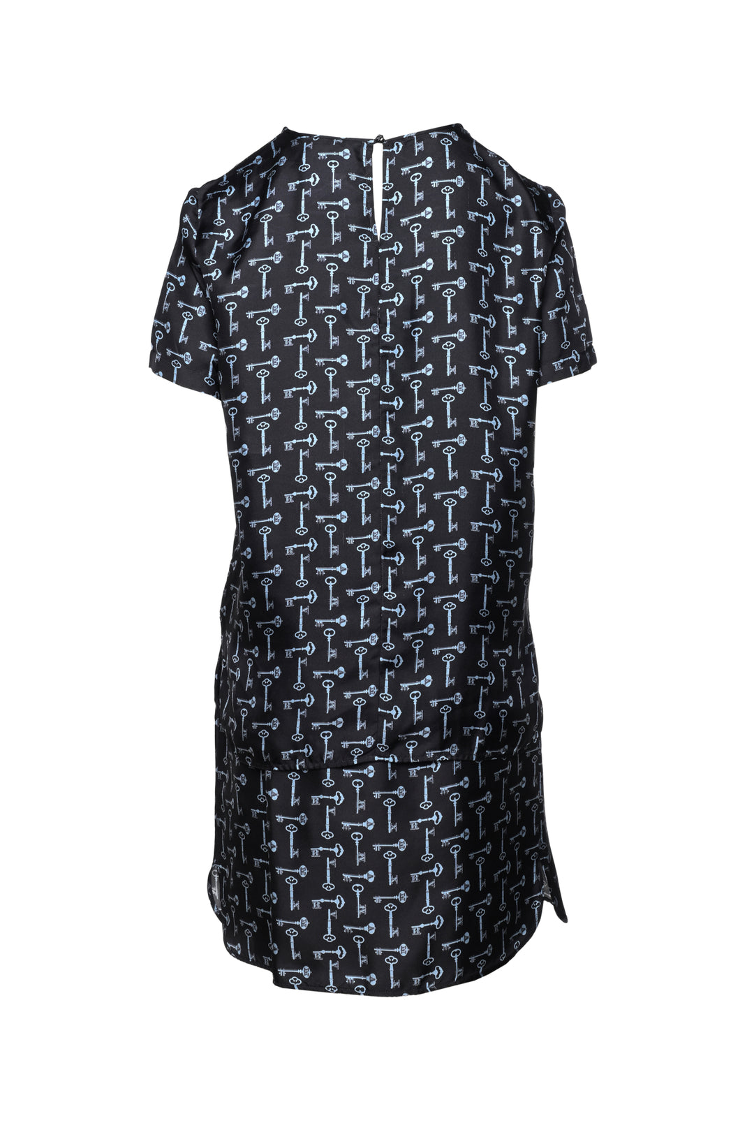 Max Mara Size 6 All Over Key Print Silk Top & Skirt Set