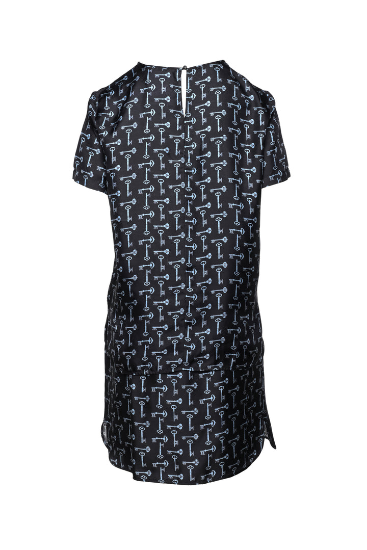 Max Mara Size 6 All Over Key Print Silk Top & Skirt Set