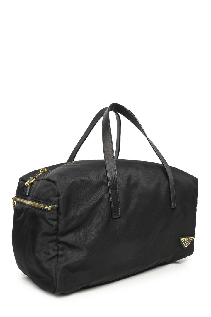 Prada Triangle Logo Nylon Boston Bag