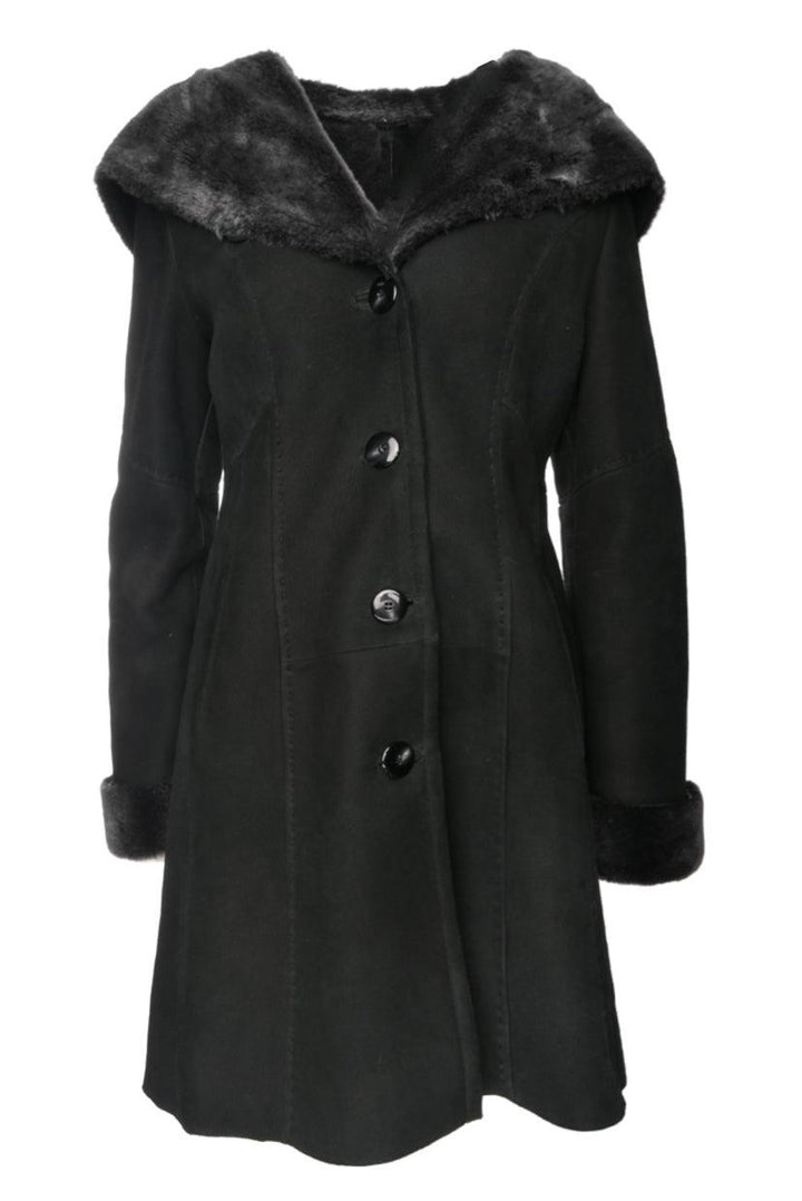 Branco Pelle Size L Hooded Sheepskin Coat