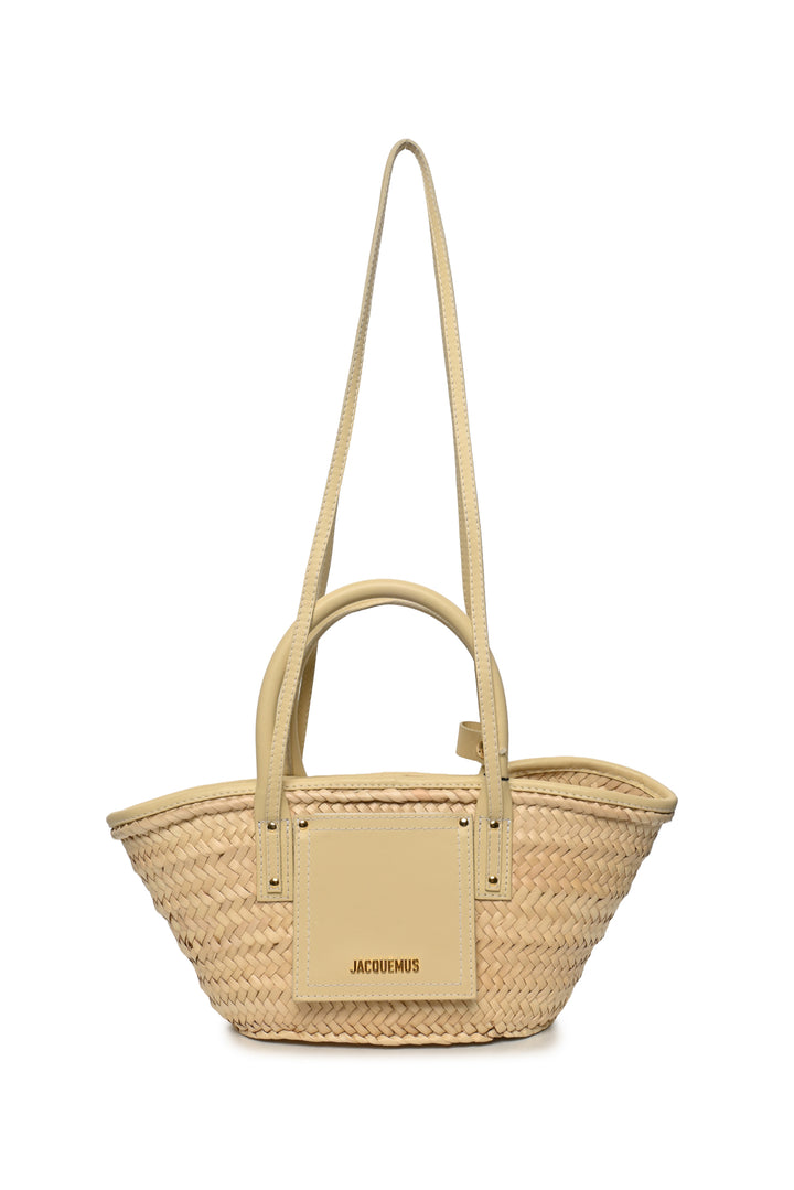 Jacquemus Le Petit Panier Soli Woven Raffia & Leather Tote