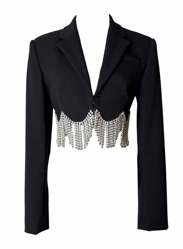 Area Size 8 Wool Crystal Hem Blazer