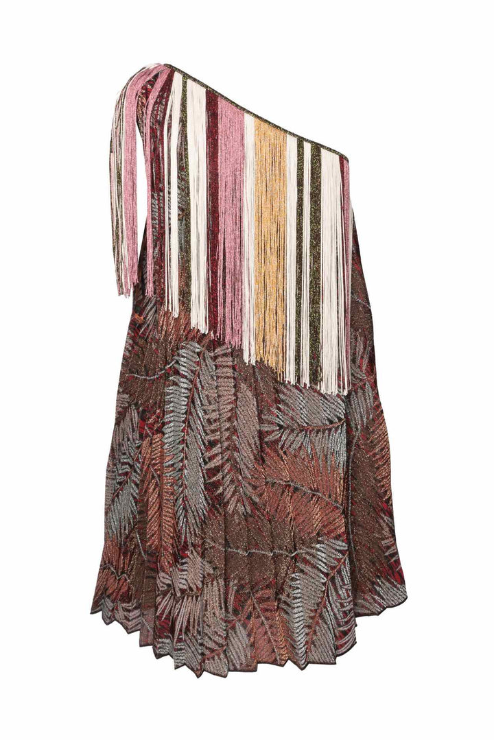 Missoni Size 40 Fringe One Shoulder Dress