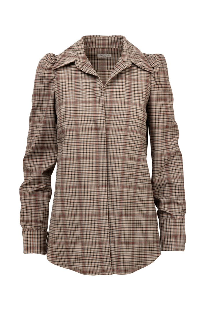 Dries Van Noten Size 4 Celinda Plaid Puff Shoulder Shirt