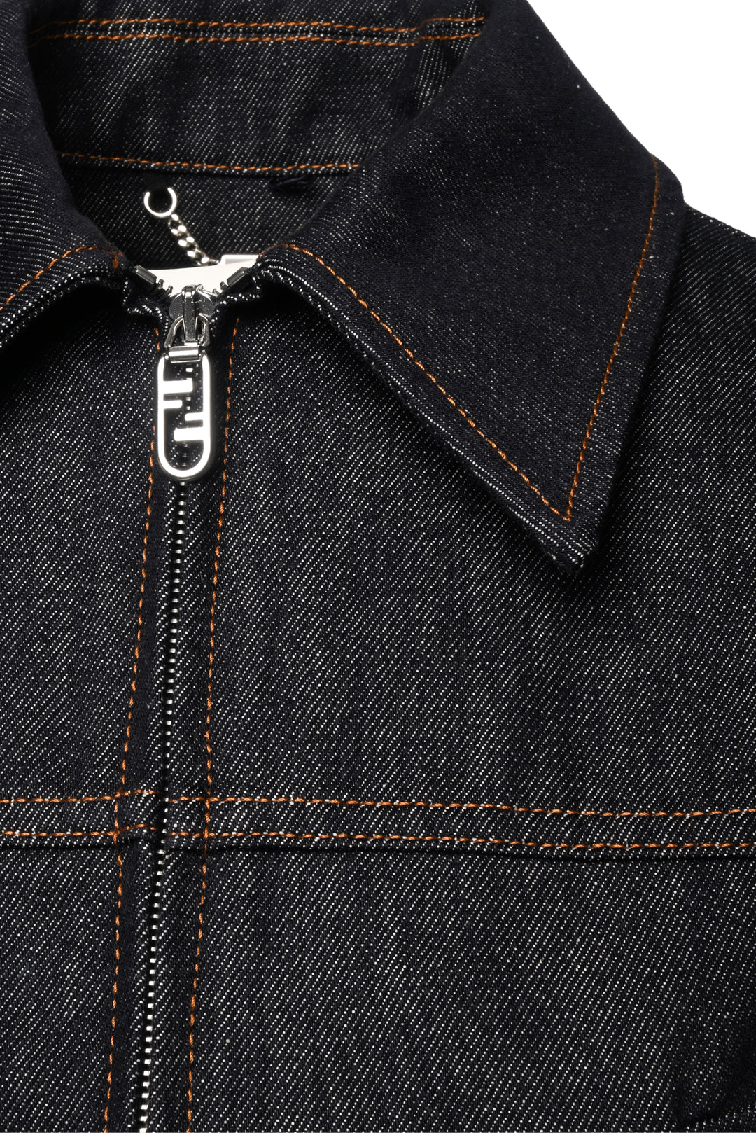 Fendi Size 4 FF Embroidered Cropped Zip-Up Denim Jacket