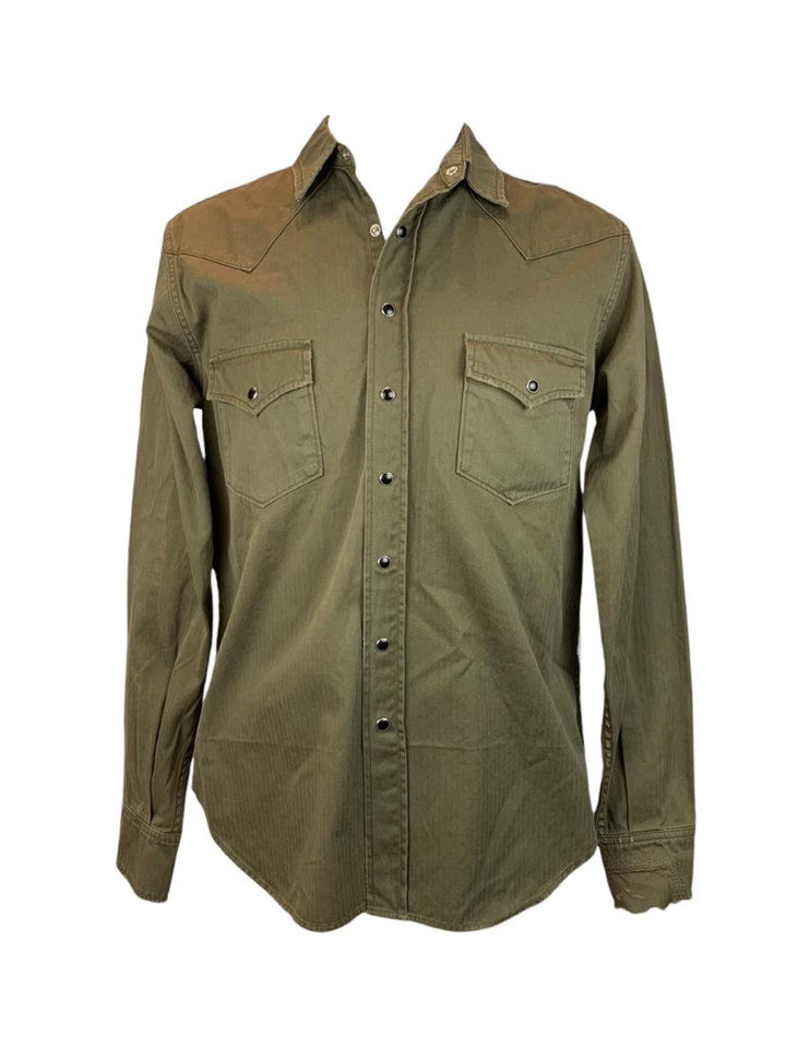 Saint Laurent Size XL Men's Military army Shirt Long Sleeve