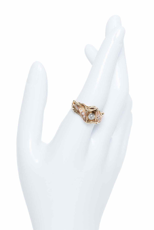 River Size 8.5 14KT Gold Diamond Ring