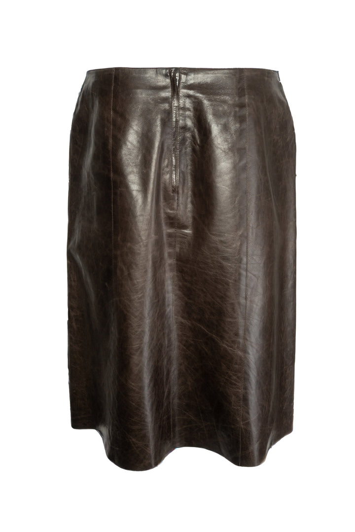 Chanel Size 42 2002 Crinkle Leather Pencil Skirt