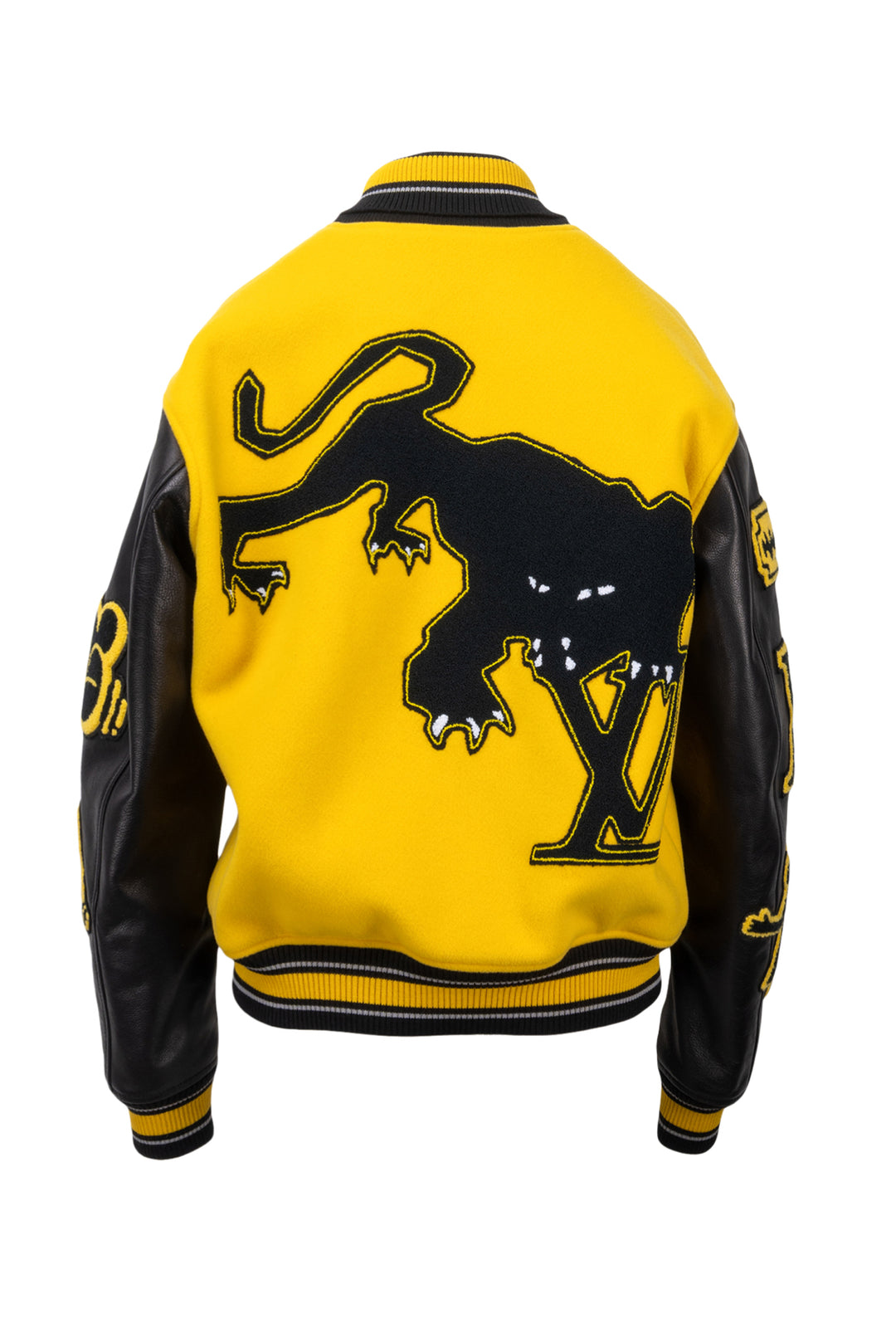 Louis Vuitton Size 38 Men's 2022 Virgil Abloh Leather Embroidered Varsity Jacket