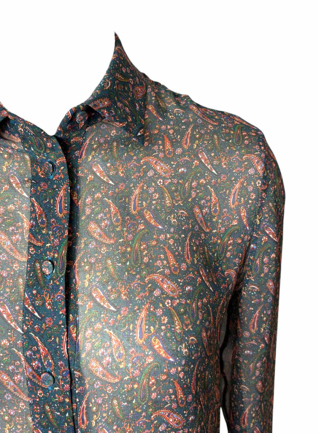 Saint Laurent Size 8 Silk Paisley Blouse