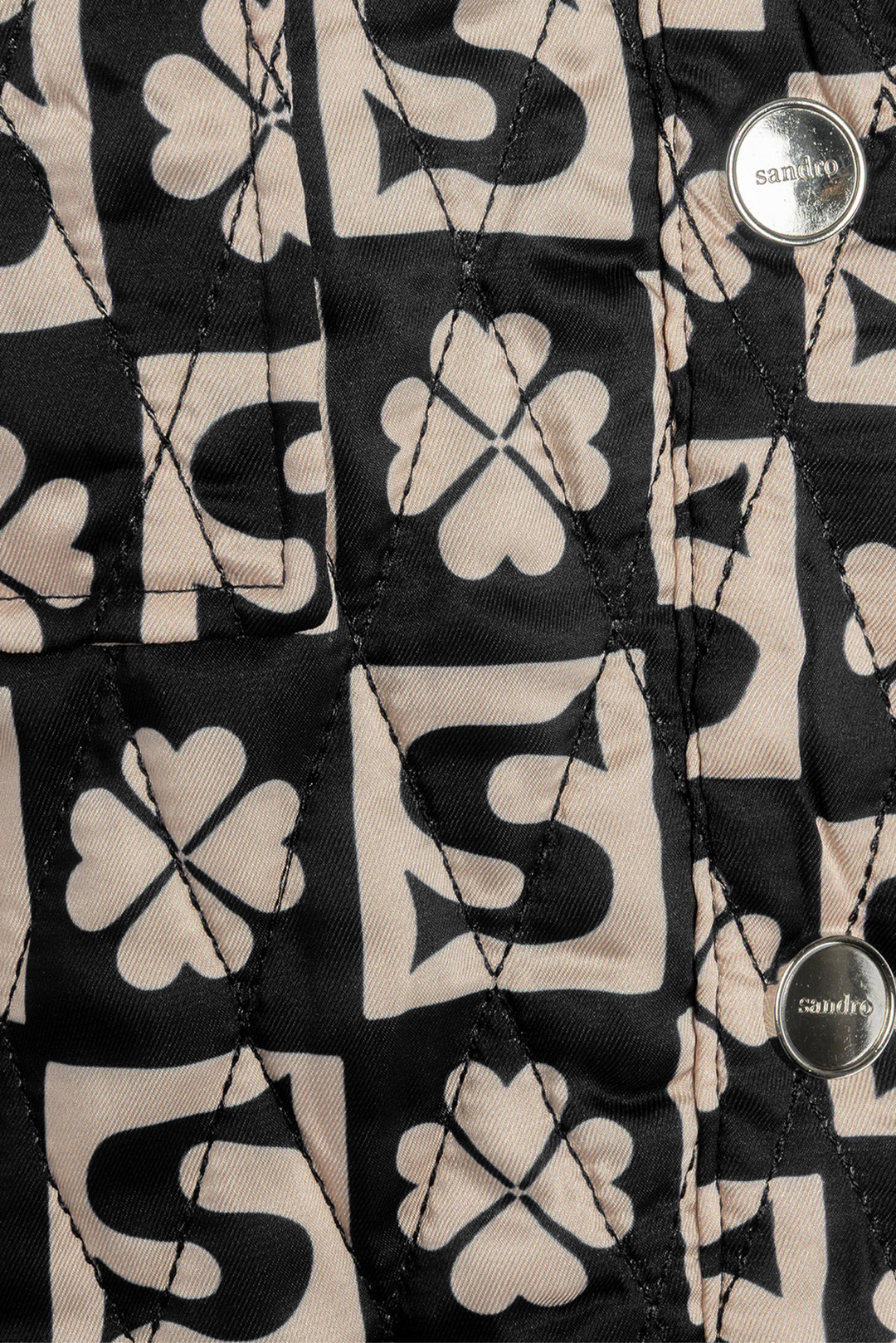 Sandro Size 0 Quilted Clover Printed Jacket