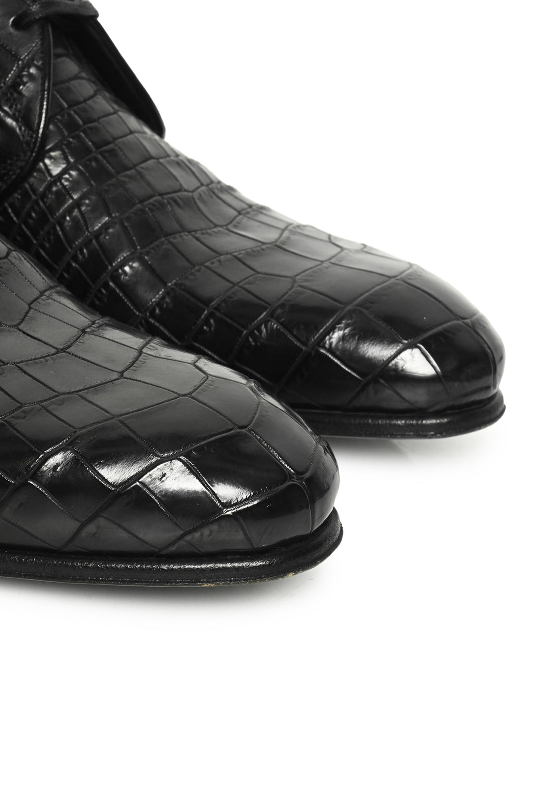 Dolce & Gabbana Men's Size 6.5 Croc Leather Derby Shoes