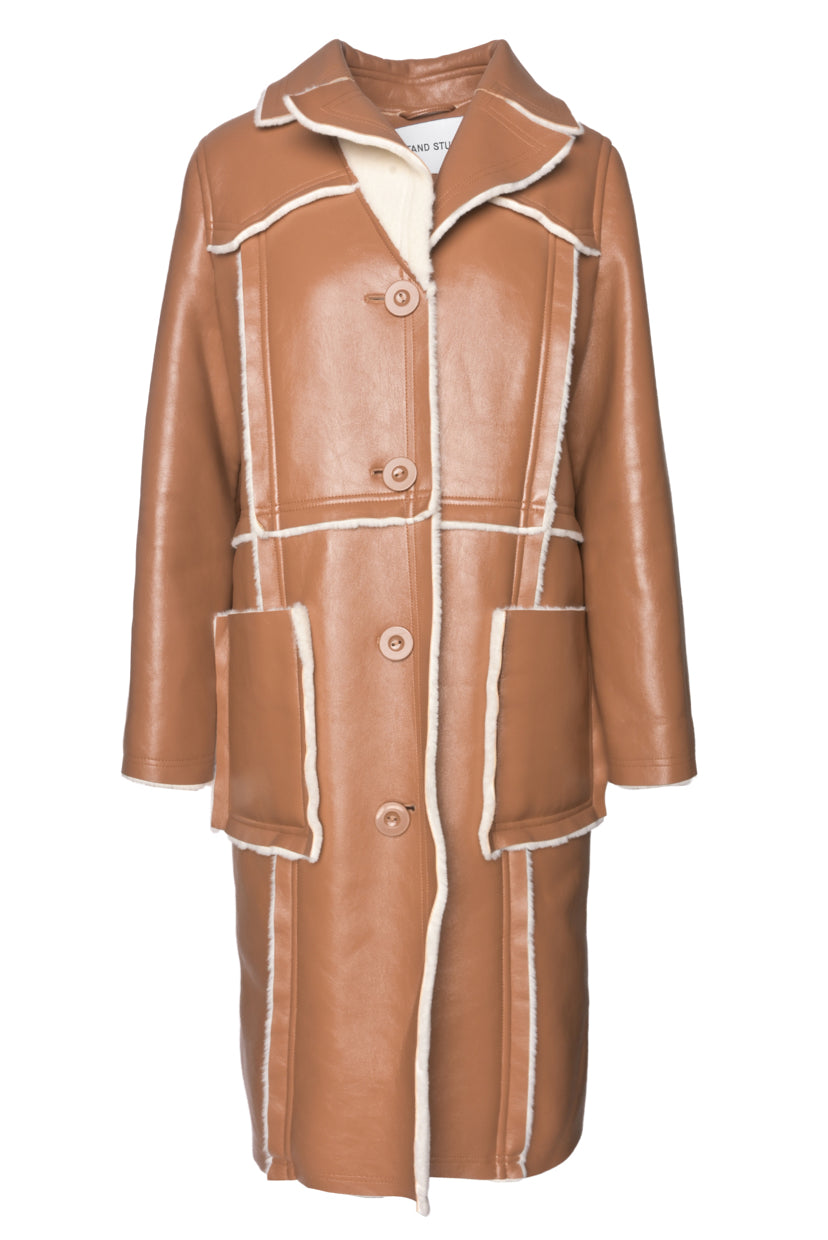 Stand Studio Size 32 Faux Leather & Shearling Coat