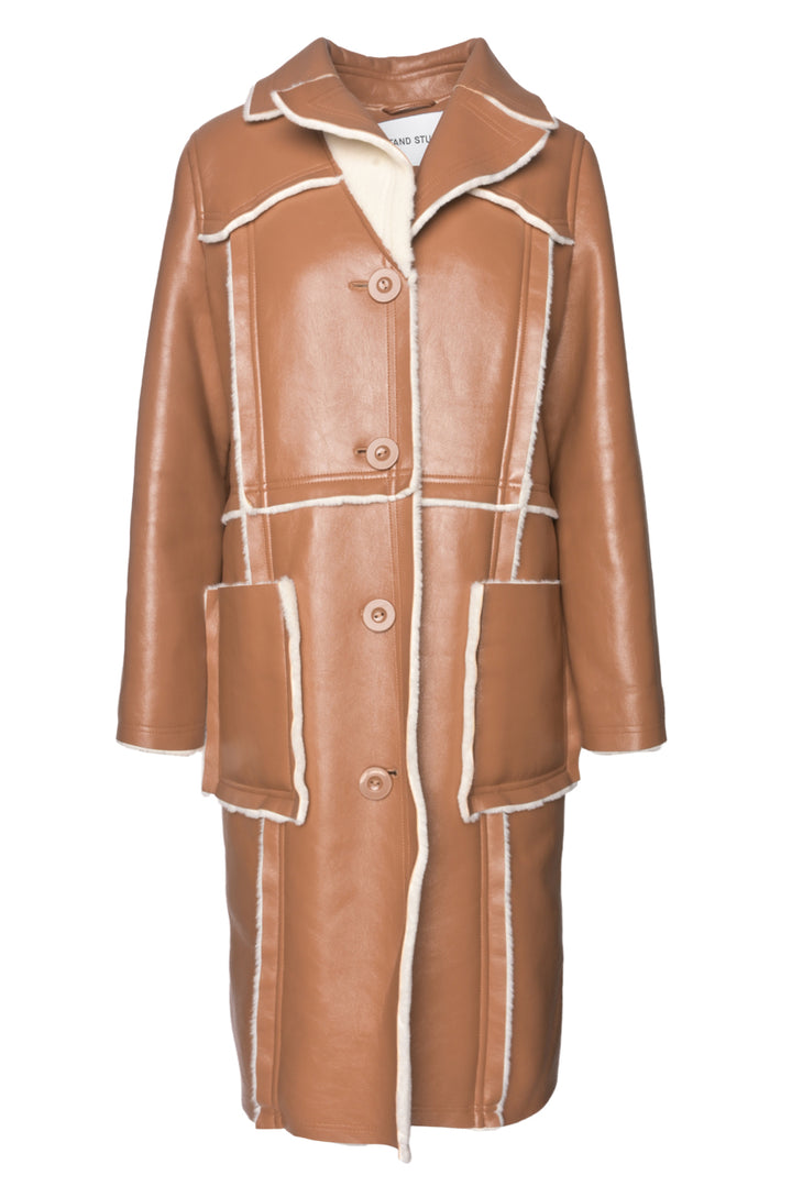 Stand Studio Size 32 Faux Leather & Shearling Coat