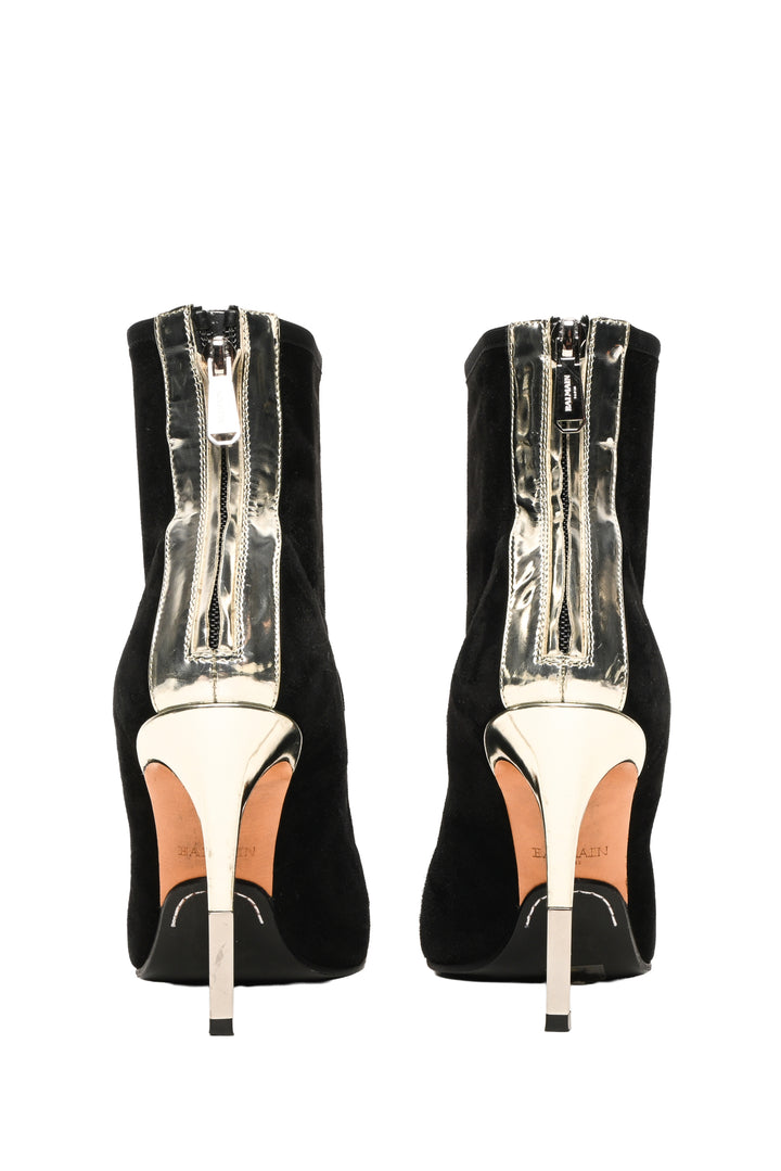 Balmain Size 39 Blair Metallic Pointy Toe Booties