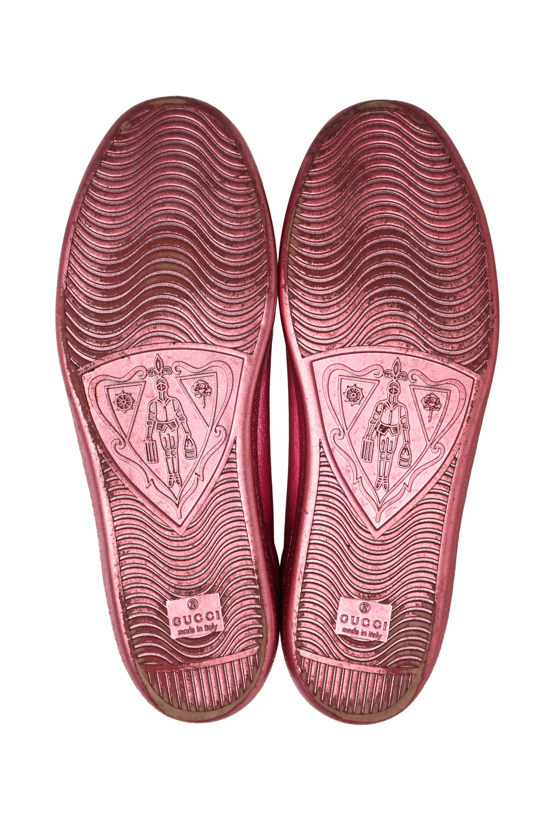 Gucci Size 40 Metallic Leather Perforated Interlocking GG Logo Ace Sneaker