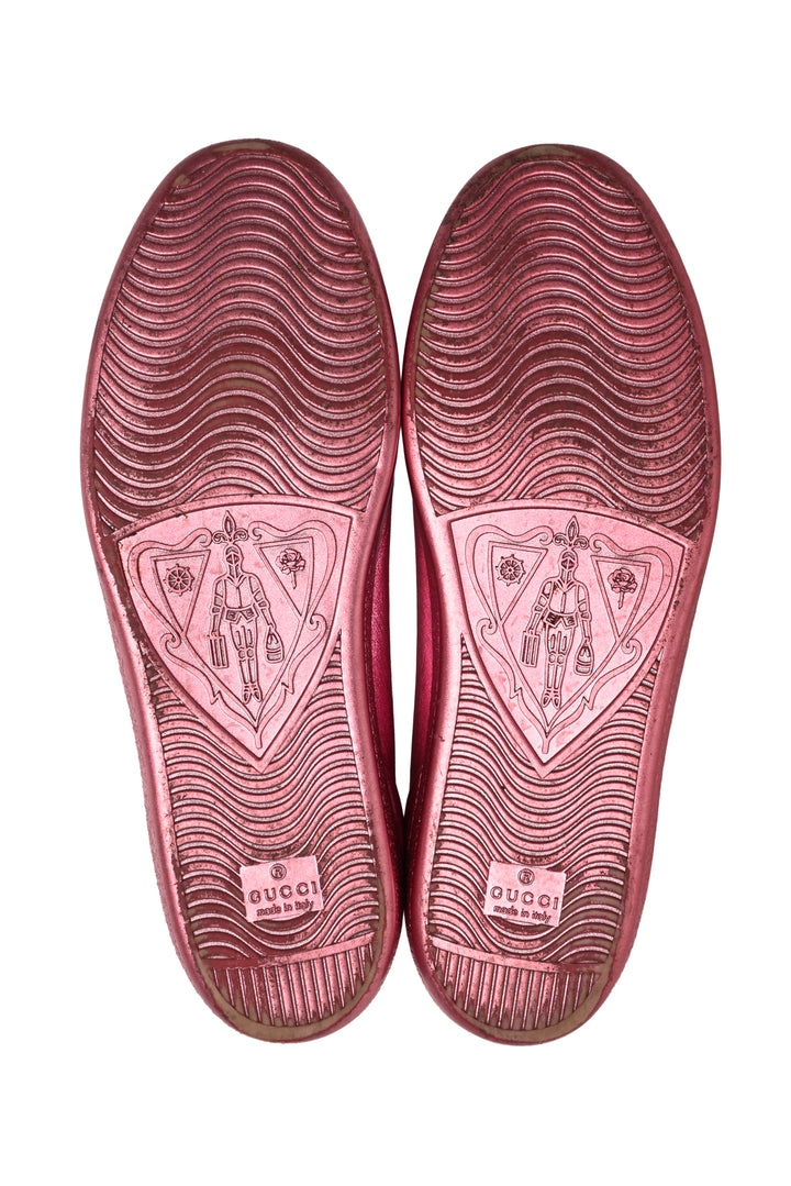 Gucci Size 40 Metallic Leather Perforated Interlocking GG Logo Ace Sneaker