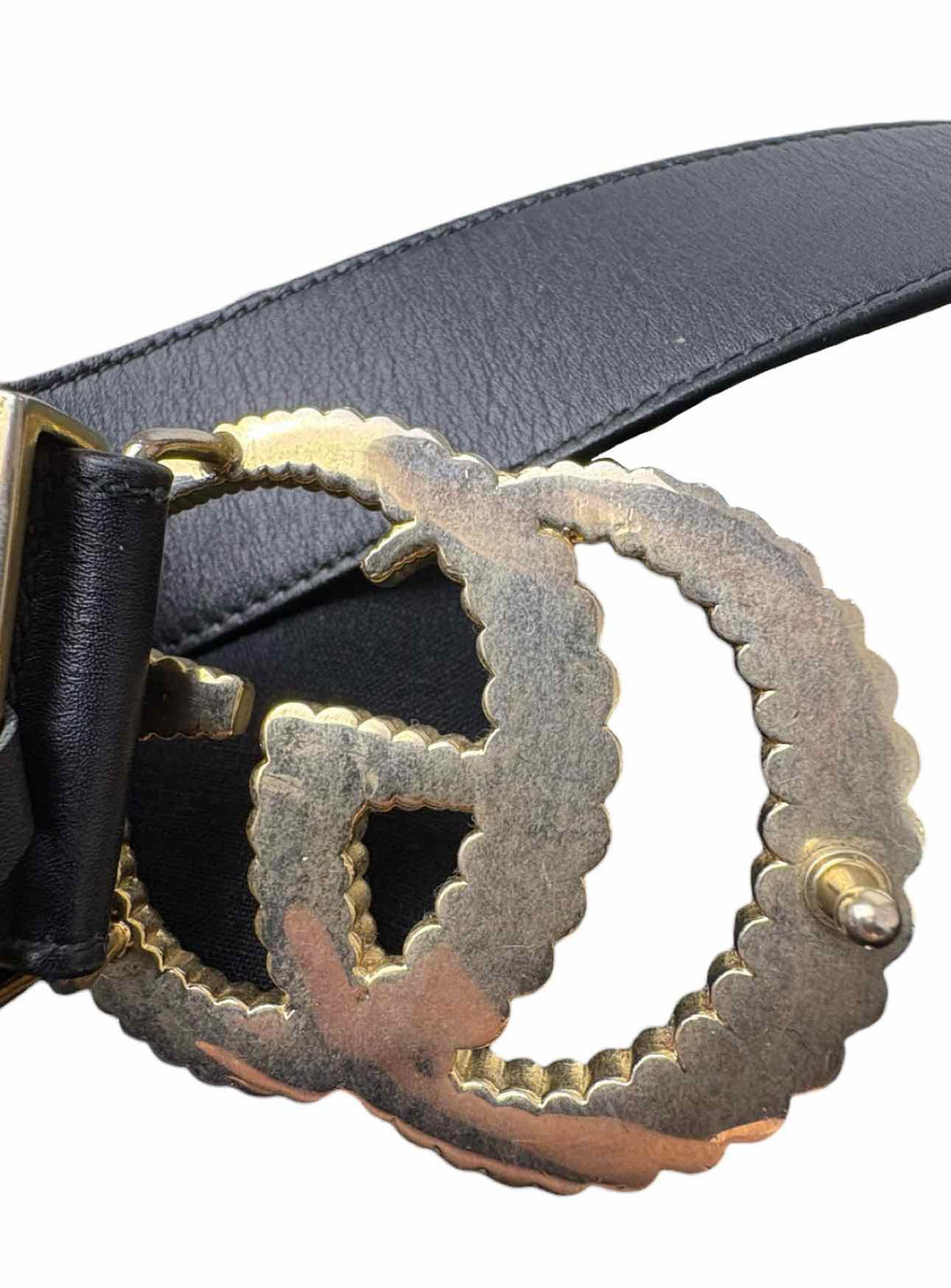 Gucci Size 32 Torchon Logo Buckle Leather Belt