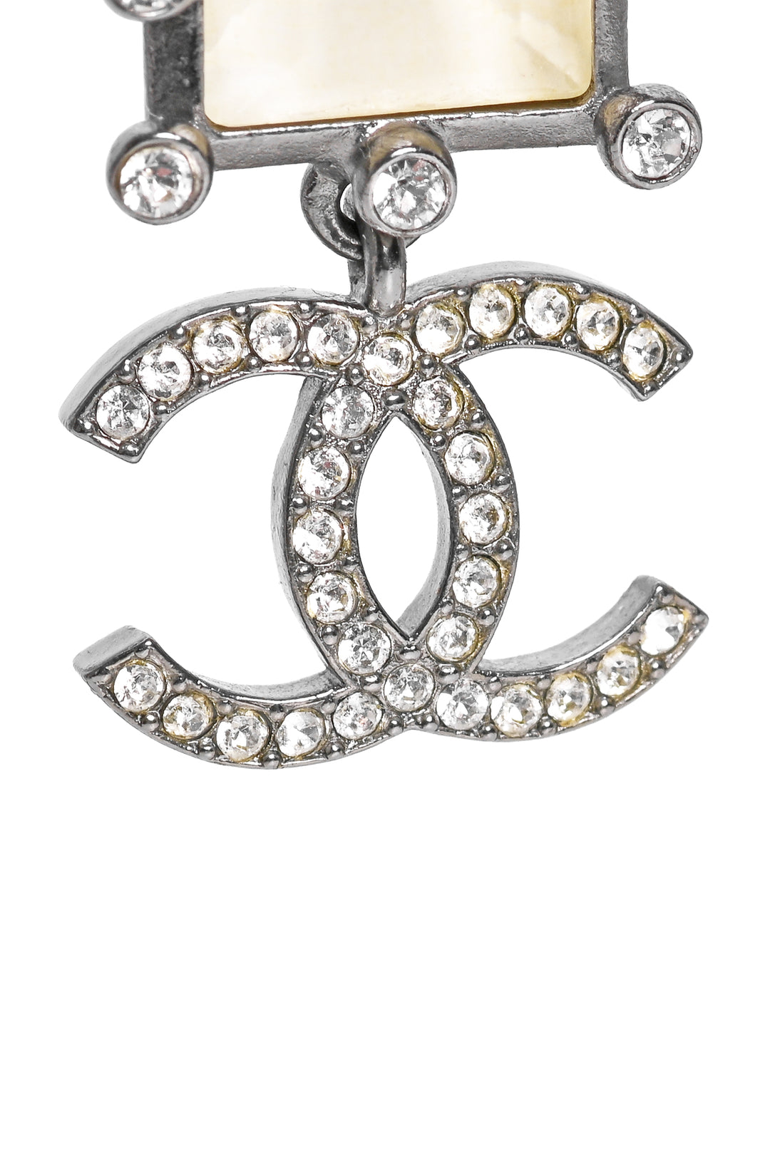 Chanel 2021 Rectangle & Interlocking CC Crystal Drop Earrings